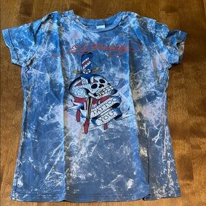 Ed Hardy Blue and Red Tie-Dye Short Sleeve Tee